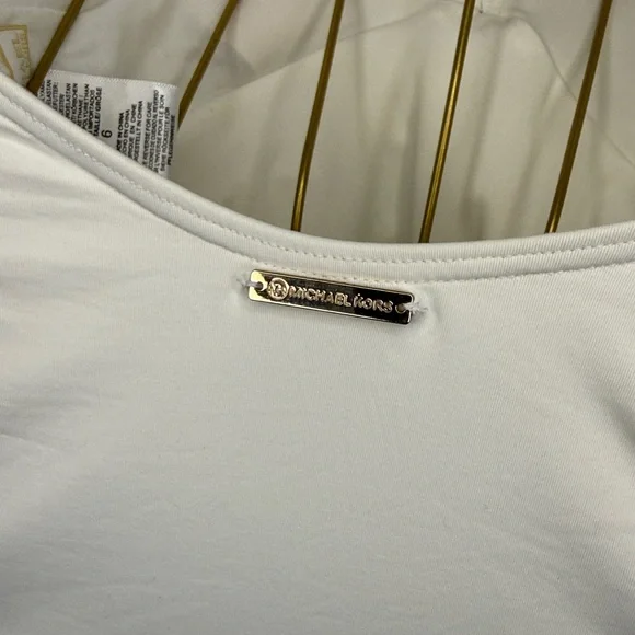 Michael Kors White Ruched V-Neck Halter One Piece Swimsuit - 6 - Picture 10 of 16